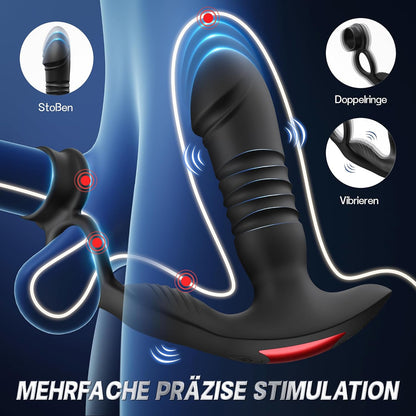 3 in 1 cockring anale vibrators prostaatstimulatie met 7 schokfuncties en 7 vibratiestanden 