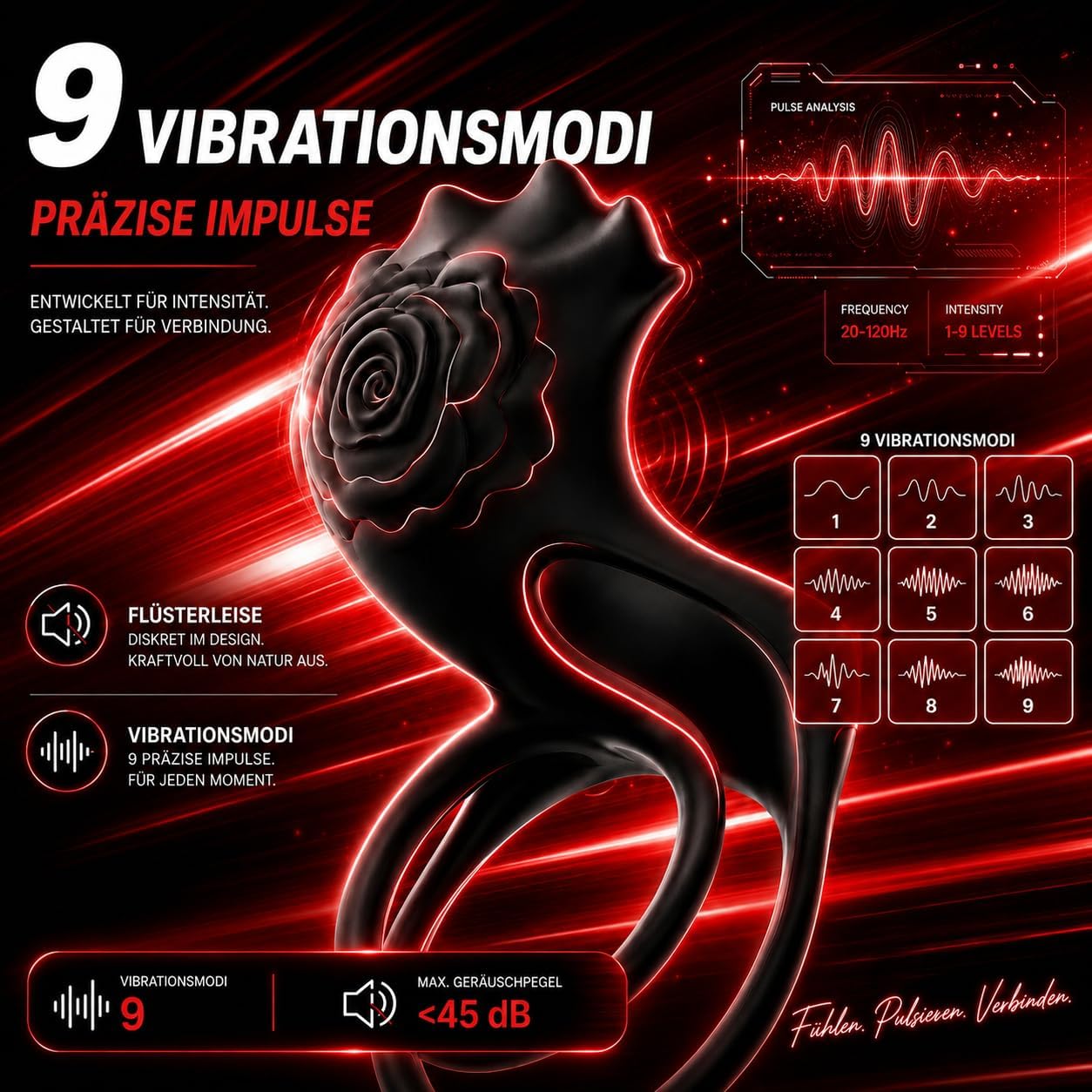Dual Penistrainer Vibrator Cockring Klitoris-Stimulator mit APP & 9 Vibrationsmodi