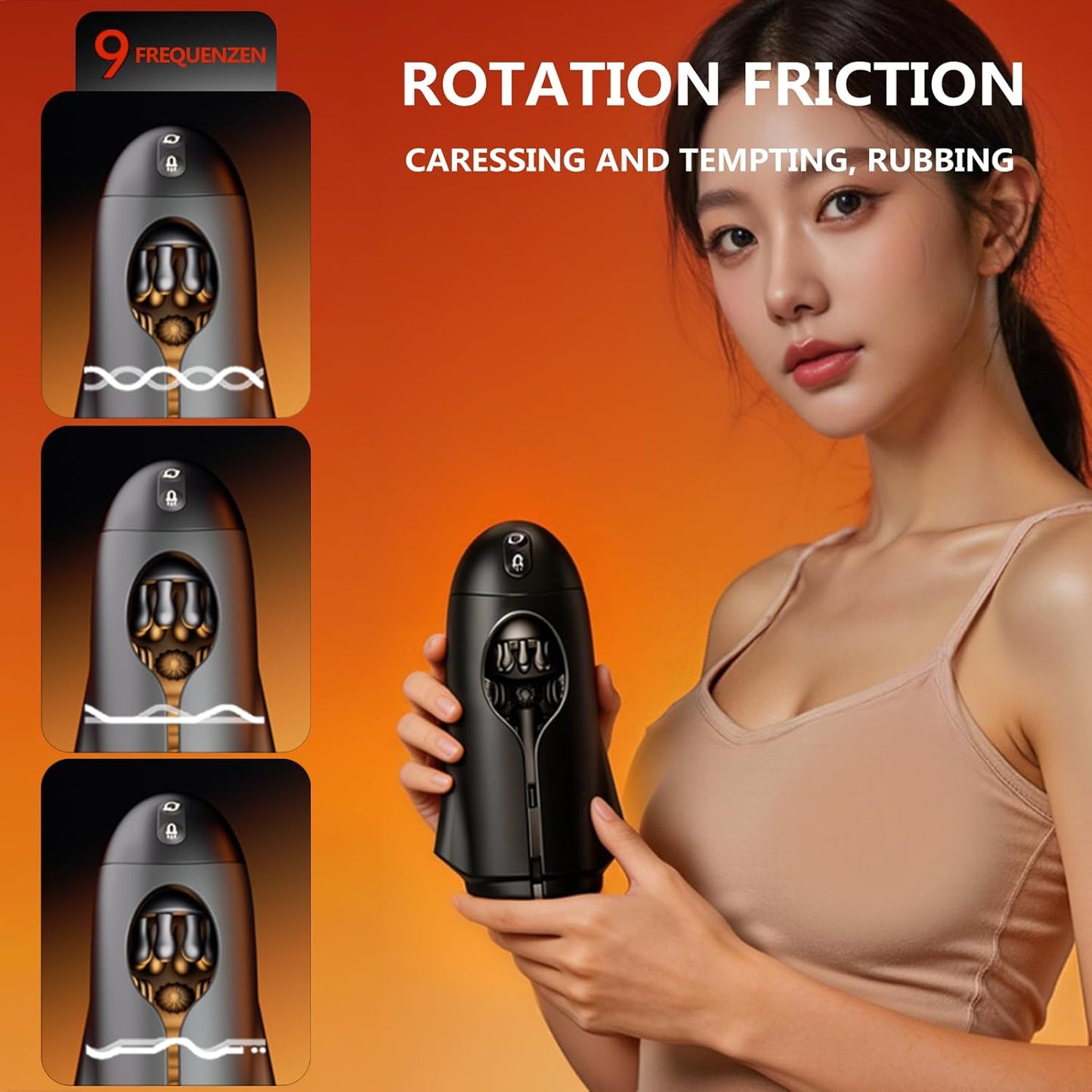 App-gesteuerter Penis Trainer Blowjob Eichelstimulator mit 9 Rotations und Vibrationsmodi