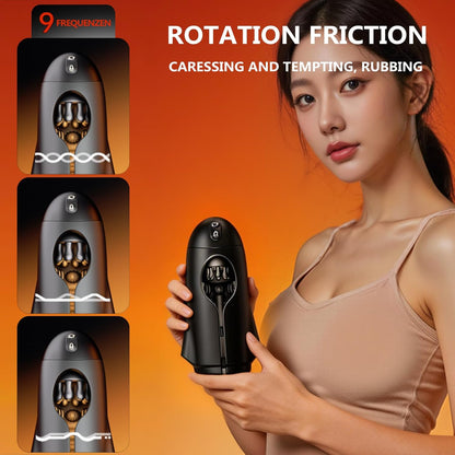 App-gesteuerter Penis Trainer Blowjob Eichelstimulator mit 9 Rotations und Vibrationsmodi