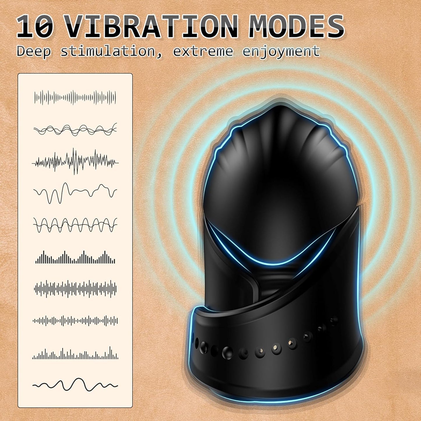 Verstellbarer Penistrainer Eichelvibrator Masturbator mit 10 Vibrationsmodi