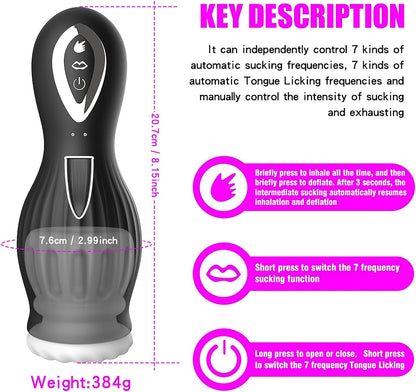 Männlicher Masturbator Zungenvibrator mit 7 * 7 Saugmodus