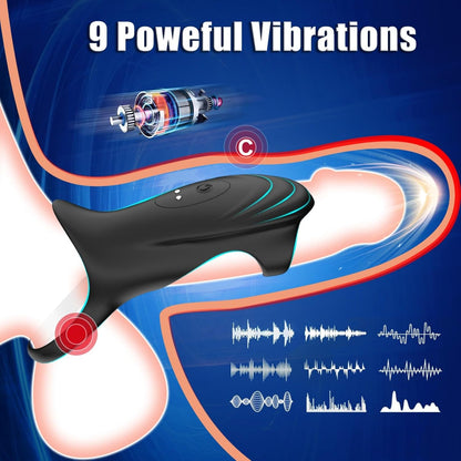 Dual Penisringe Trainer Elektrischer Masturbatoren mit 9 Vibrationsmodi
