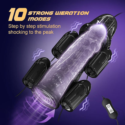 Neuer Unterdruck Penistrainer Vibrator Extender Masturbator mit 5 Vibratoren