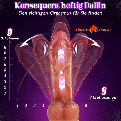 Realistischer Penis Dildo Vibrator mit 9 Vibrationsmodi & 9 Stoßfunktion