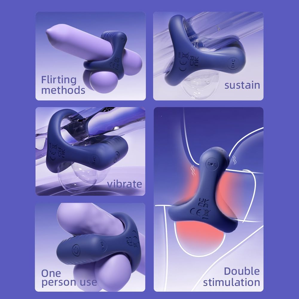 Y-förmiges Doppelring Penisringe Vibrator Trainer mit 10 Vibrationsmodi