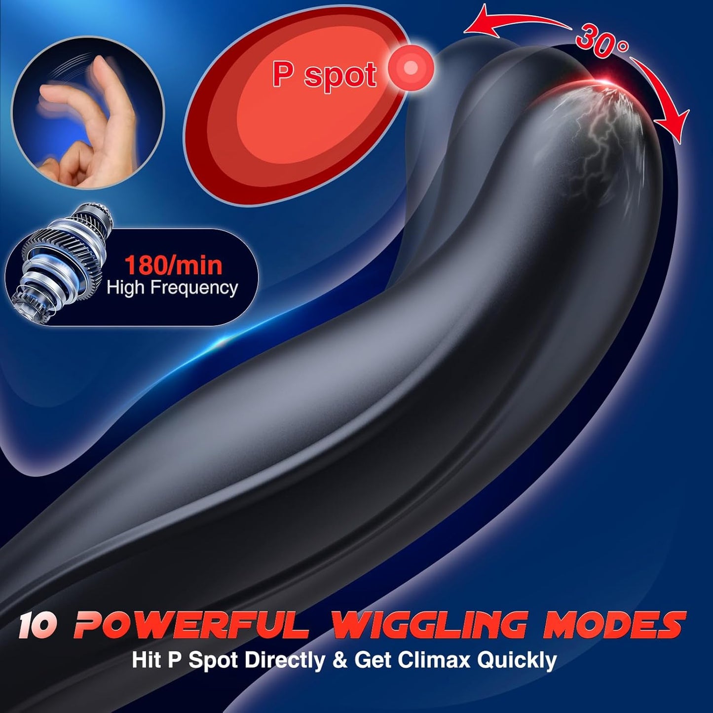 Wackeln Analvibrator Prostata Massagegerät Butt Plug mit 10 Wackeln & Schub und Vibrierende