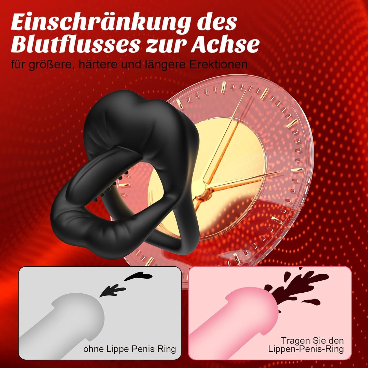 360° Verstellbarem Penisring Vibrator Tongue Klitorisstimulator mit 9 Kraftvolle Modi