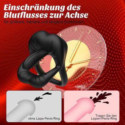 360° Verstellbarem Penisring Vibrator Tongue Klitorisstimulator mit 9 Kraftvolle Modi