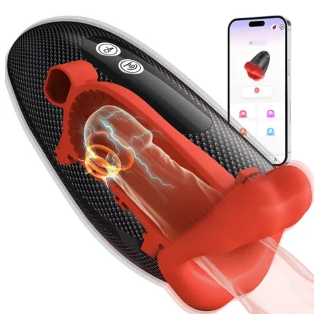 6 in 1 Masturbatoren Penistrainer Eichelvibrator mit 9x9 Klopfen-Lecken-Vibration