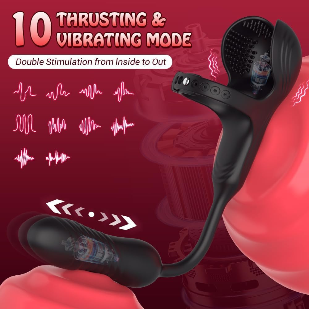 3 IN 1 Prostata Stimulation Cockring Hodenvibrator Anal Toy mit 10 Stoßfunktion & Vibrationen