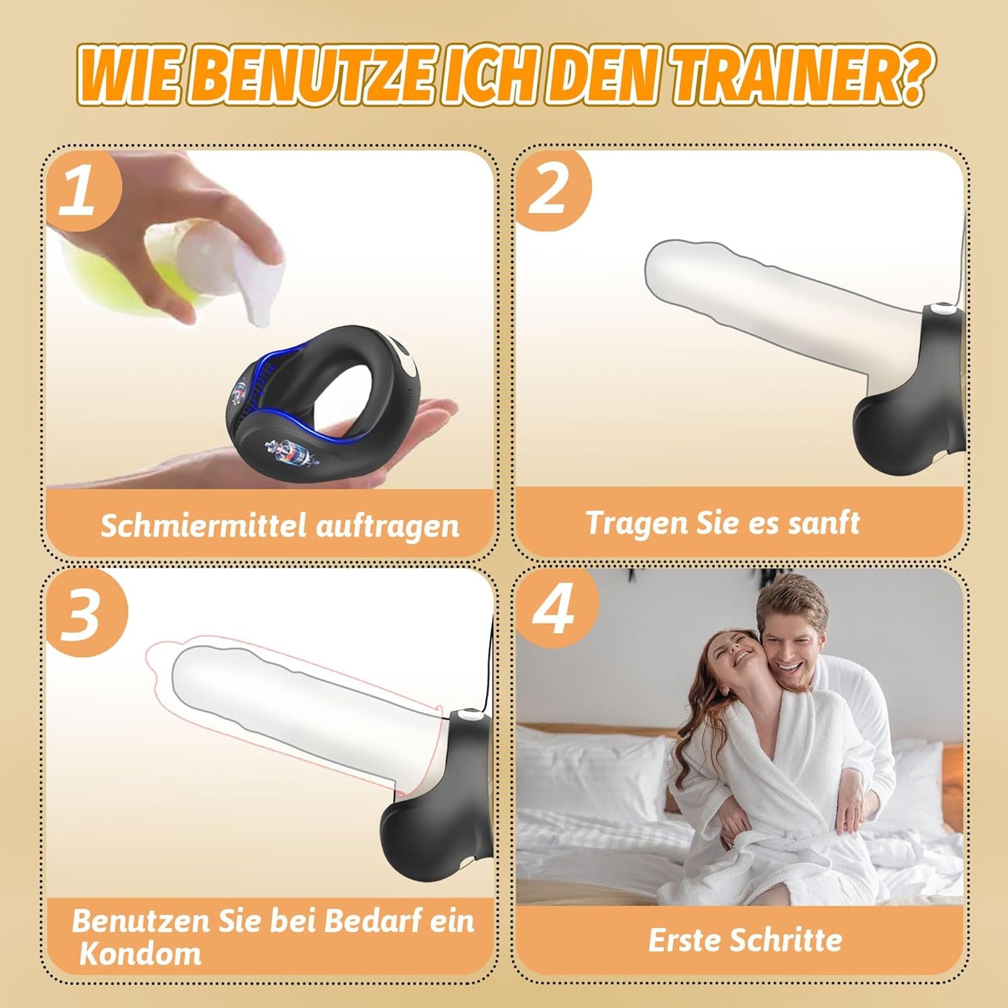 2 IN 1 Extrem Vibrierender Penisring Massagegerät mit 10 Vibrationsmodi