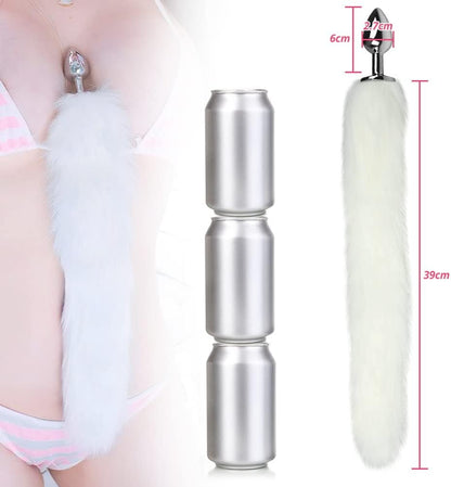 Cosplay Edelstahl Analplug konische Spitze Anal Toys mit Fuchsschwanz ButtPlug