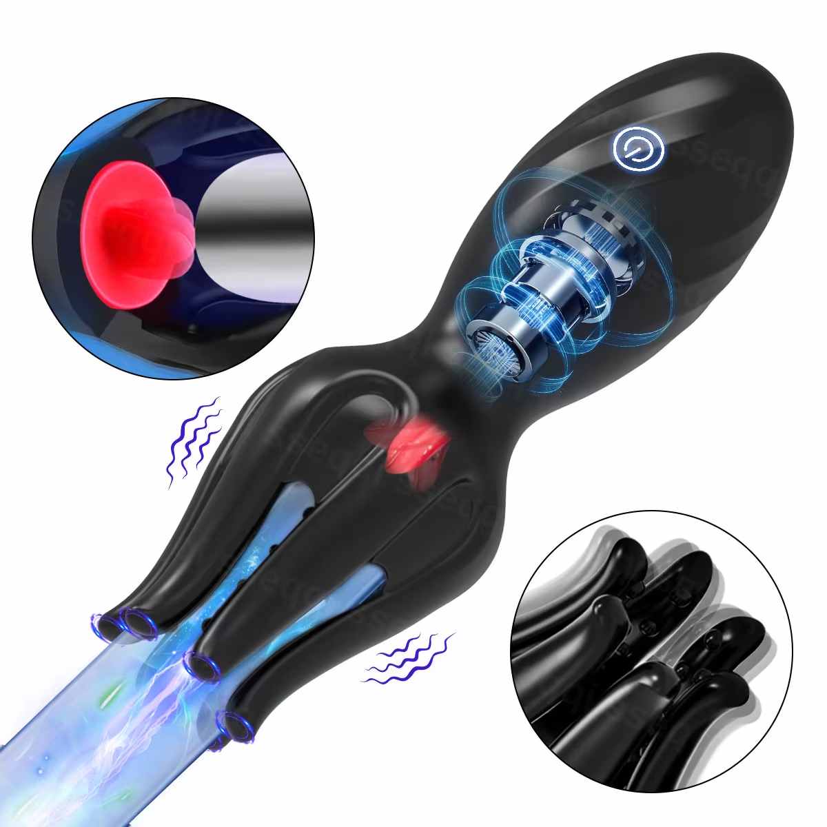 Oktopus Tentakel Penistrainer Vibrator Eichelstimulator mit 10 Vibrationsmodi & 10 Zungenmodi