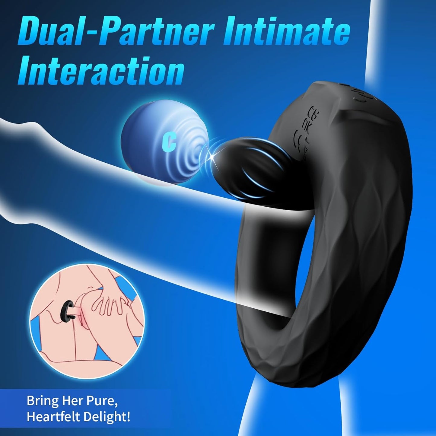 APP Pleasure Cock Ring Penis Vibrator Hodenstimulator mit 9 Vibrationsmodi