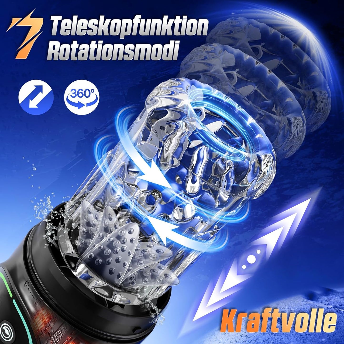 Elektrischer Masturbator Penispumpe Stroker mit 7 Teleskopfunktion & Rotierend & Saugen