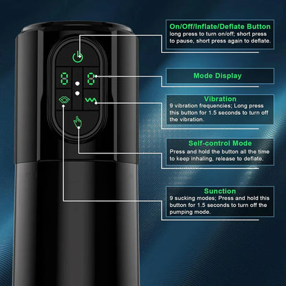 Automatischer Masturbator Taschenmuschi Penispumpe mit 9 Vibrations und Saugmodi