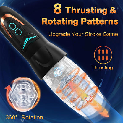 3-in-1 automatische masturbator met 10 vibraties en 8 stuwkracht- en rotatiepatronen 