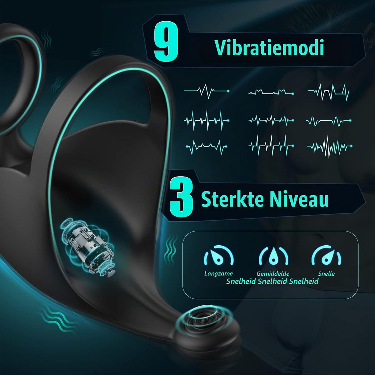 App-gesteuerter Cockring Penistrainer Vibrator Hoden Stimulator mit 9 Vibrationsmodi