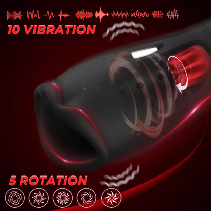 2 in 1 Elektrischer Penis Trainer Eichel Stimulator mit 10 Vibrations und 5 Rotations