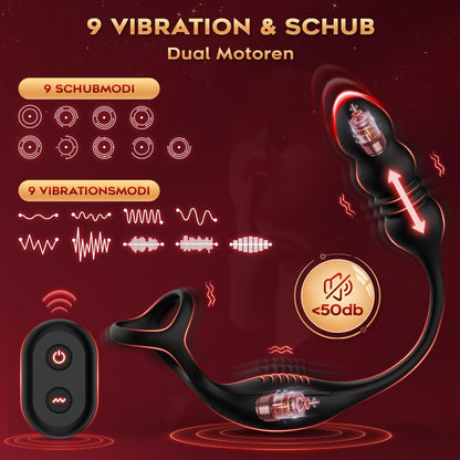 4 in 1 Anal Vibrator Penisring Prostata mit 9 Starker Vibrationen