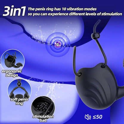 Eicheltrainer Penisringe Hodenstimulator Masturbator mit 10 Vibrationsstufen