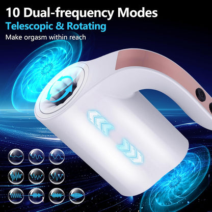 Elektrischer Masturbator Penistrainer mit 5 Rotation & Teleskopsmodi & 10 Vibrationsmodi