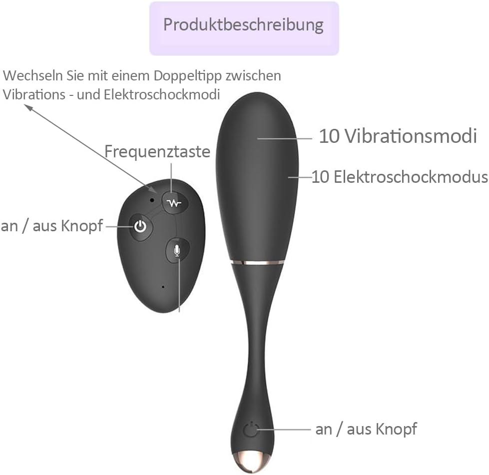 Elektrischer Schock Vibratoren Stimulator mit 10 Vibrationsmodi & 10 Elektroschockmodi