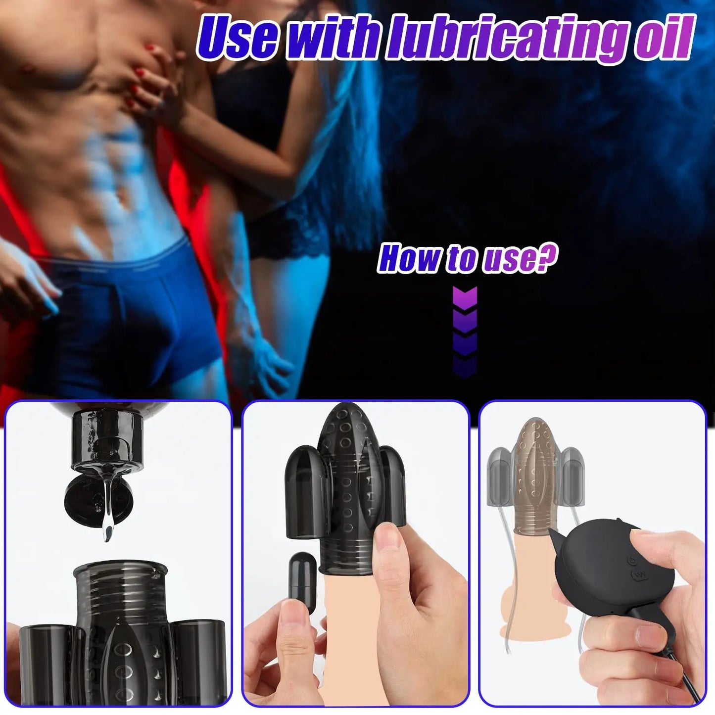 Eichelvibrator Penistrainer Verzögerungsmassagegerät mit 2 Motoren & 10 Vibrationsmodi