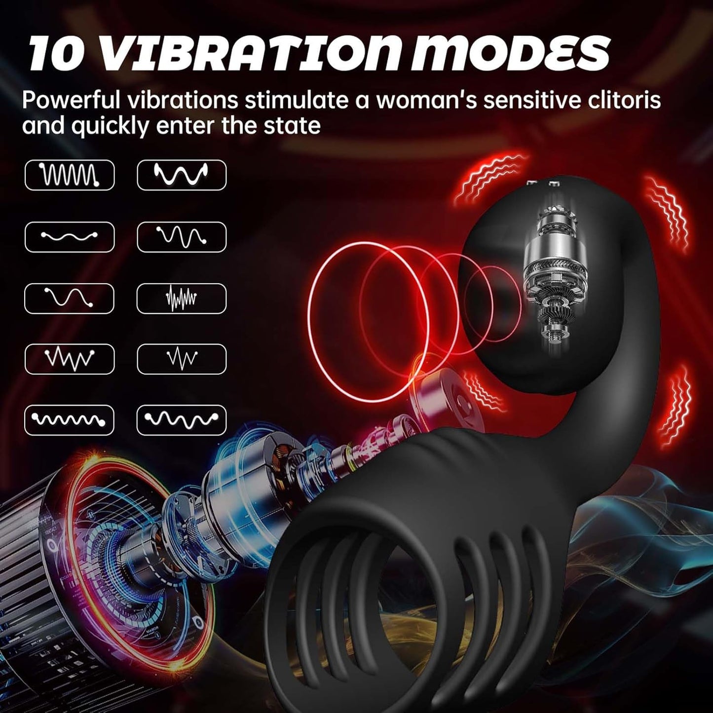 360° Umwickelter Penistrainer Cockring Penishülle mit 10 Vibrationsmodi