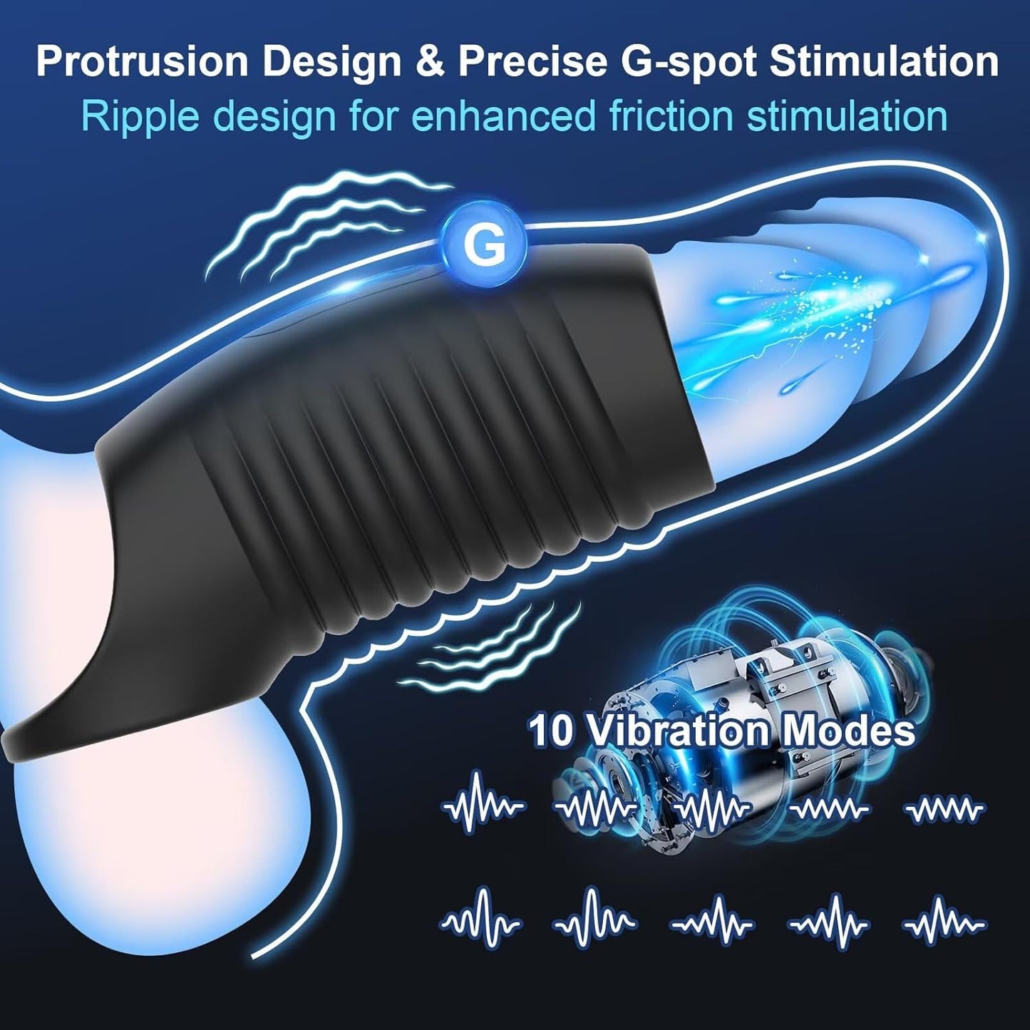 APP-Penisring Verlängerungsvibrator Penistrainer Penishüllen mit 10 Vibrationsstufen