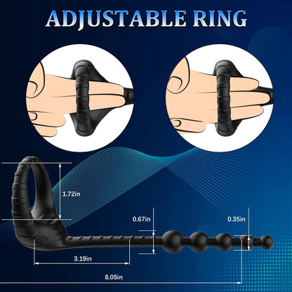 3-in-1 Lustmeister penisring anaalkralen buttplug met 10 vibraties 