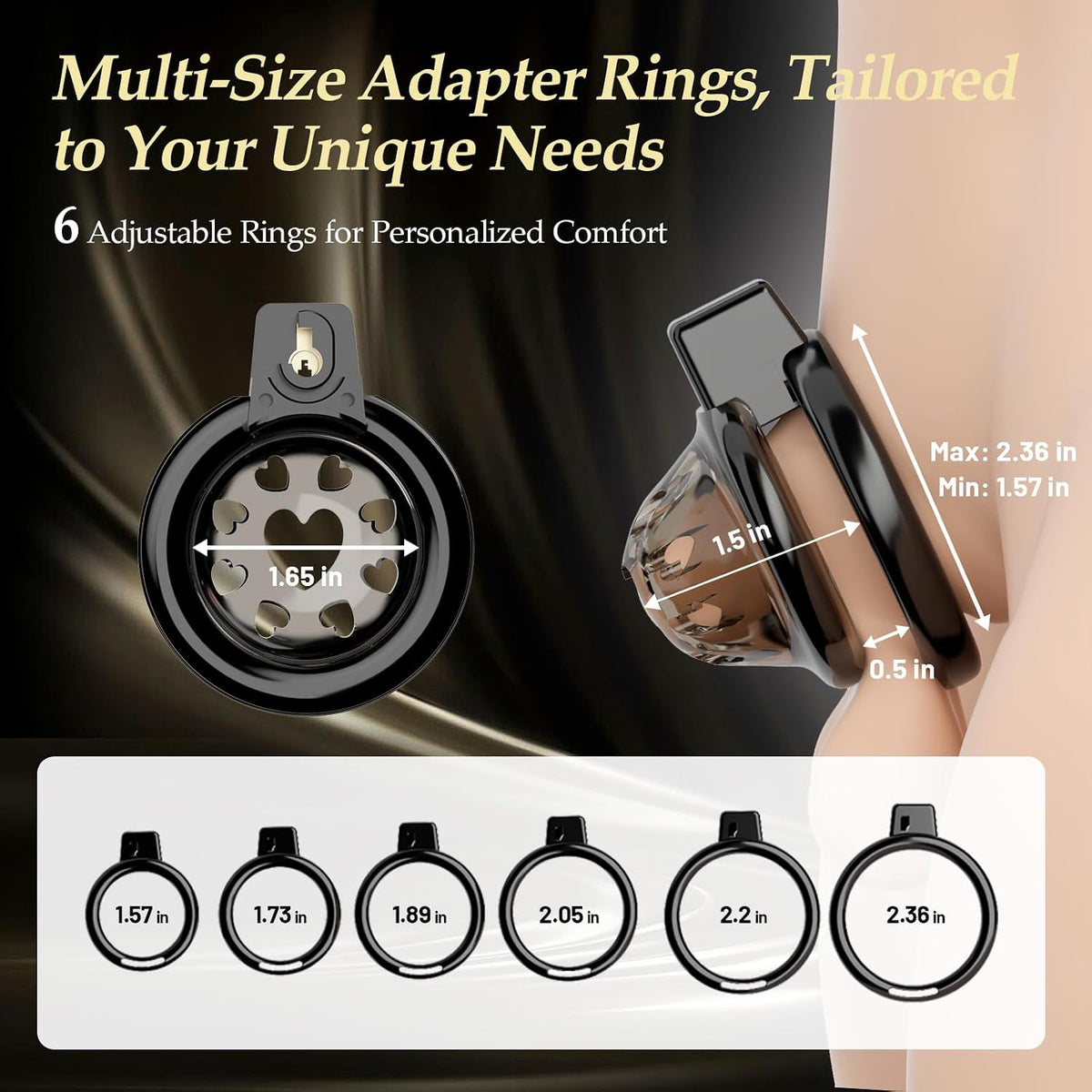 Rutschfester Keuschheitskäfig Chastity Cock Cage Devices Penistrainer mit 6 Ringgrößen
