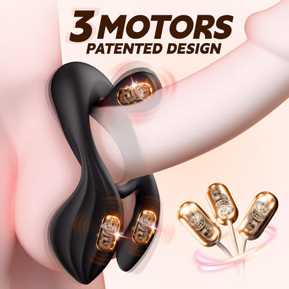 Doppelter Hodenvibrator Penis Trainer Stimulator mit 3 Motoren und 10 Vibrationen