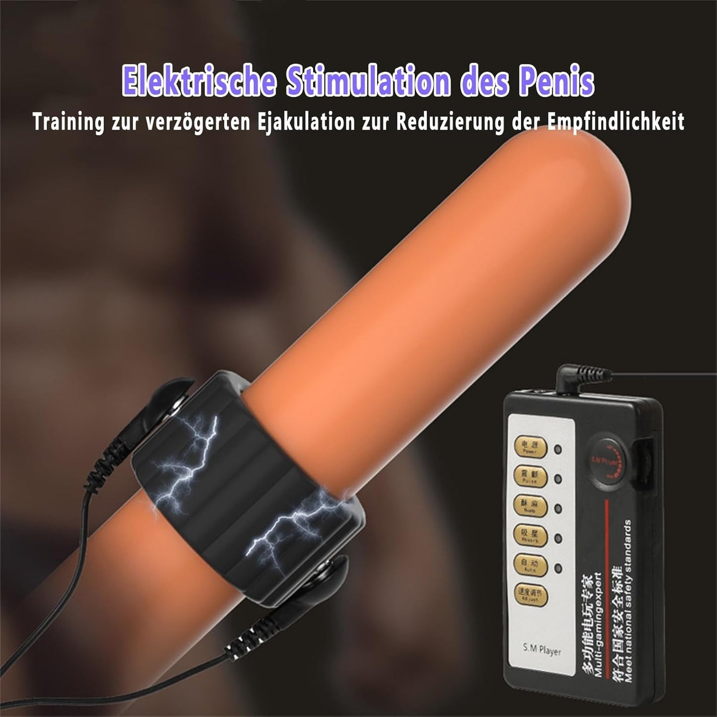 Elektrische Penisringe Elektro Schock Penis Trainer mit Host und Penis-Elektroden-Ring