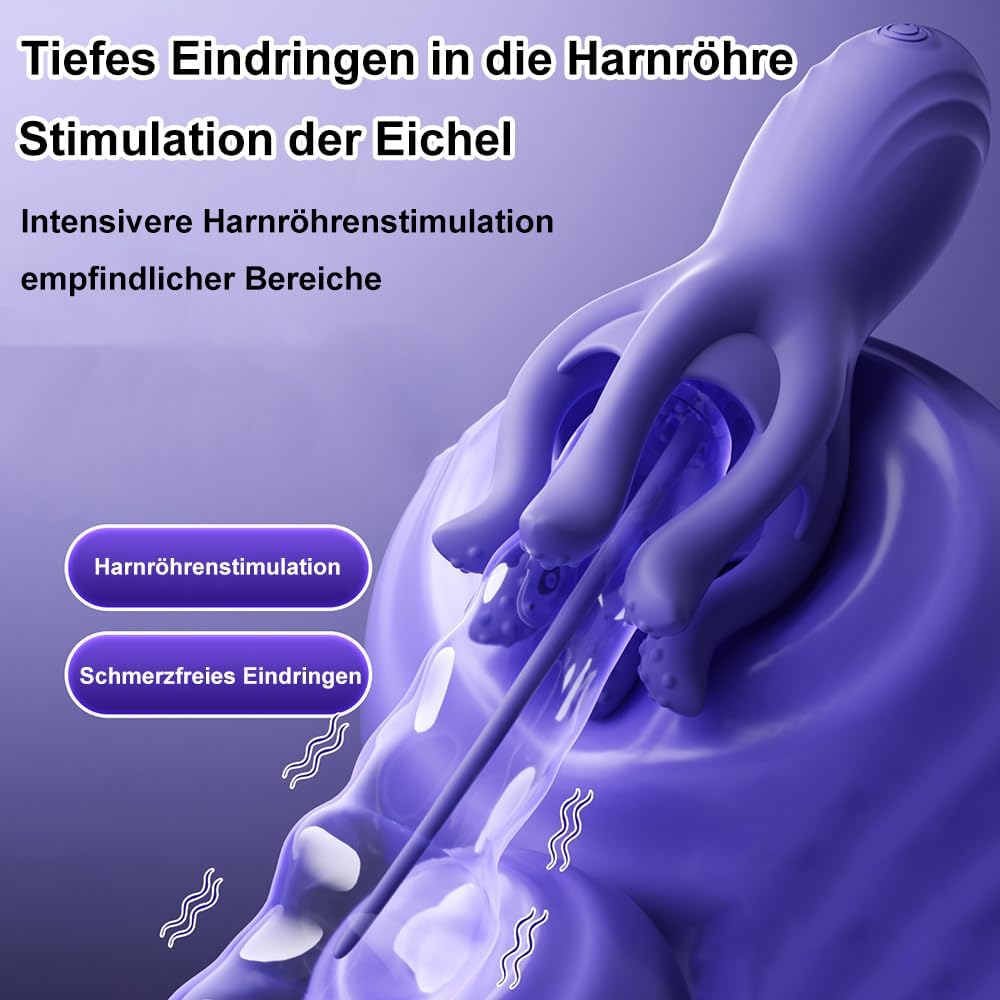 2 IN 1 Eichelvibrator Prostata Stimulation Penis Vibrator  Dilatatoren mit 10 Vibrationmodi