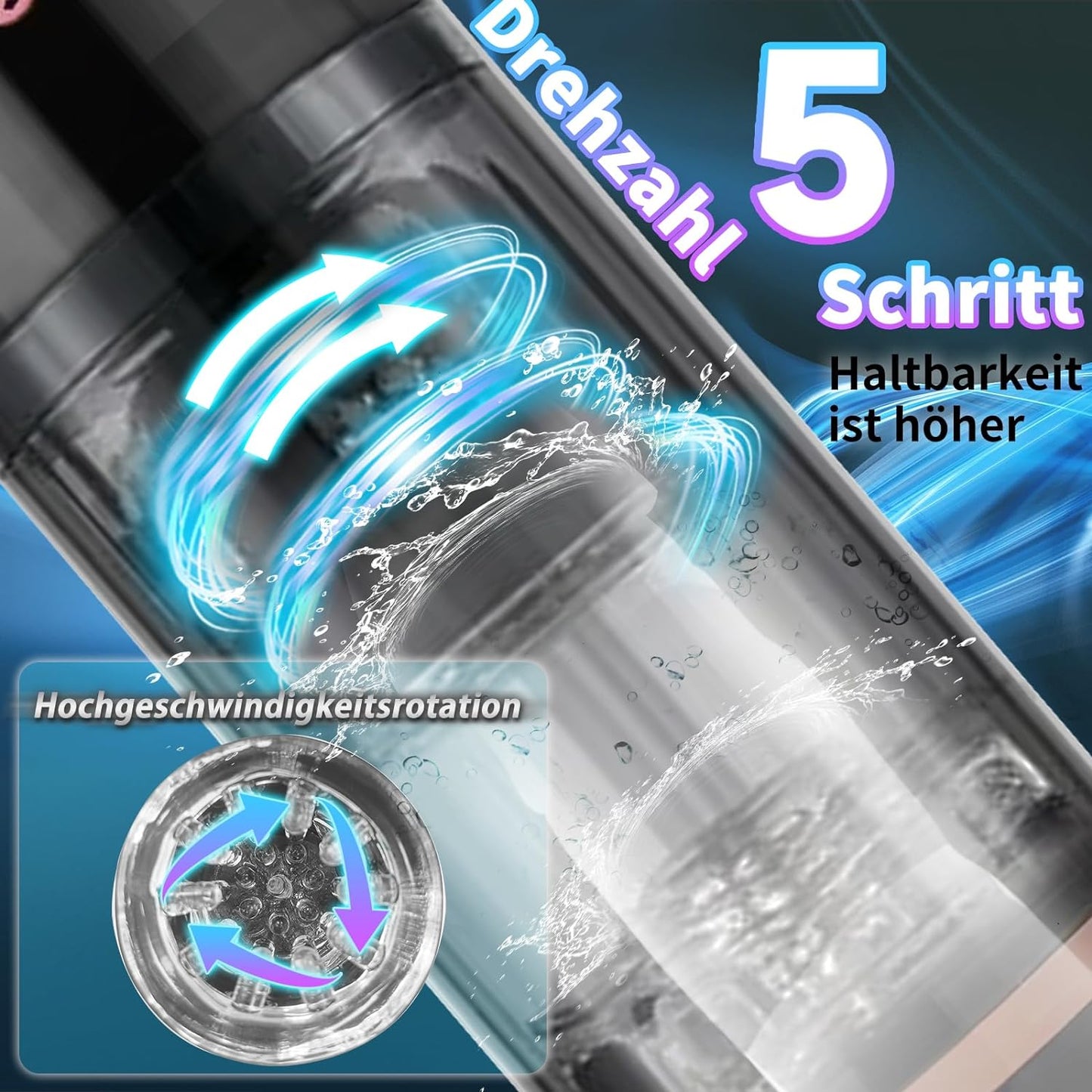 Elektrischer Masturbator Taschenmuschi Penis Masturbatoren mit 10 Vibrationsstufen 5 Saugstufe