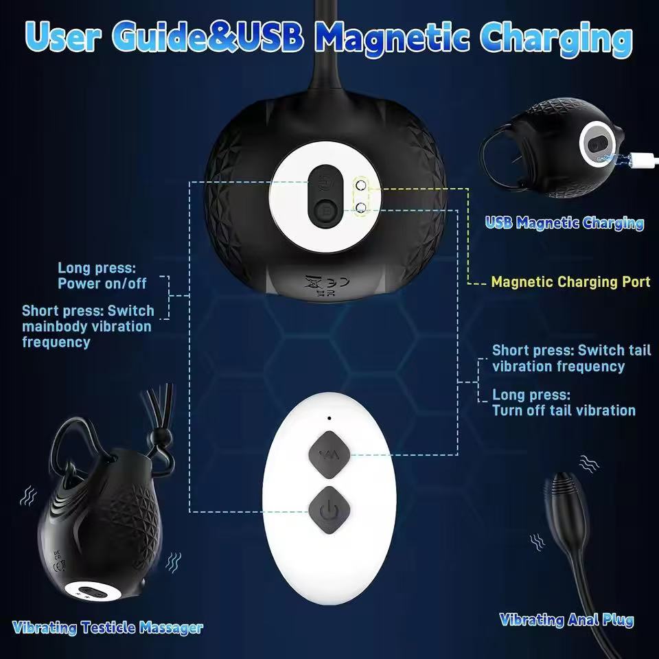 360° Hoden Stimulator Penis Trainer Vibrator Analplug Prostatamassager mit 10 Vibrations