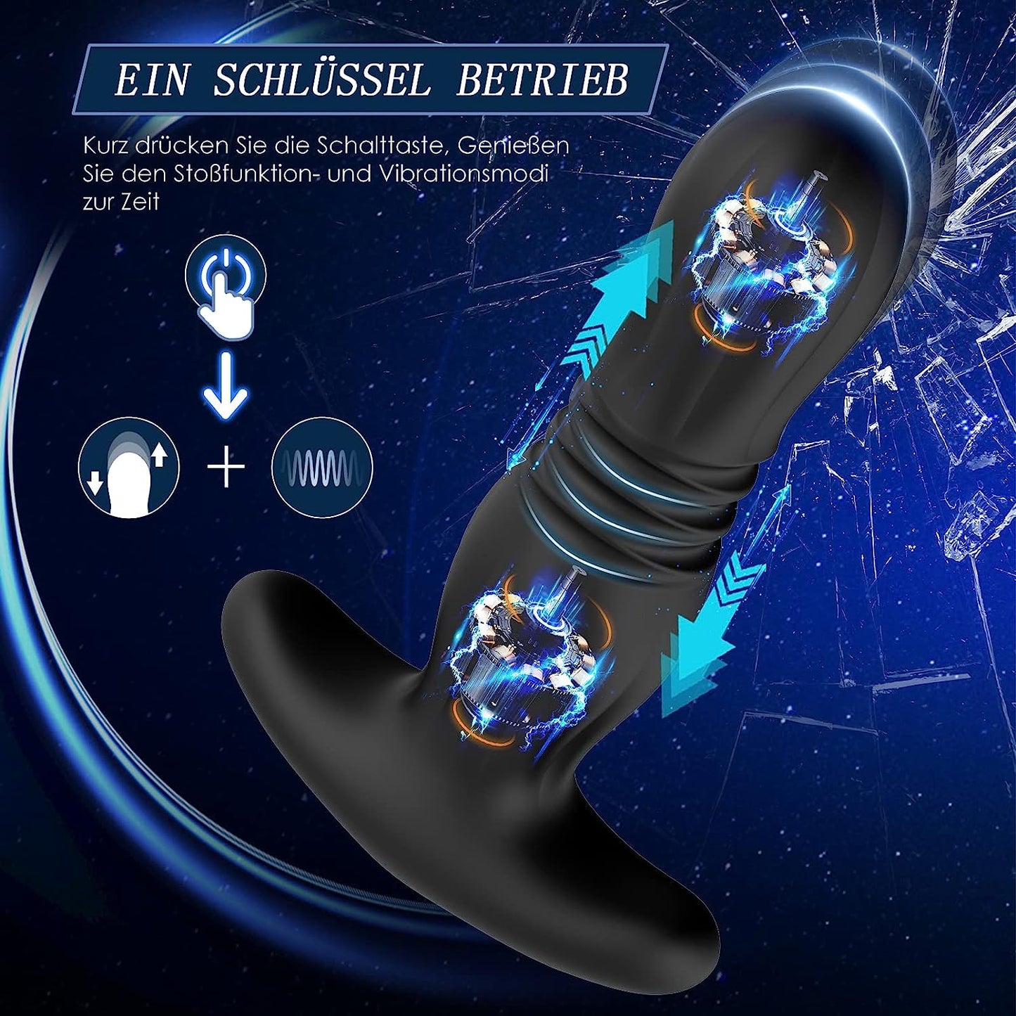 Anale vibrators met stuwkrachtfunctie Anale vibrator met 7 vibratiemodi 7 stuwkrachtmodi 