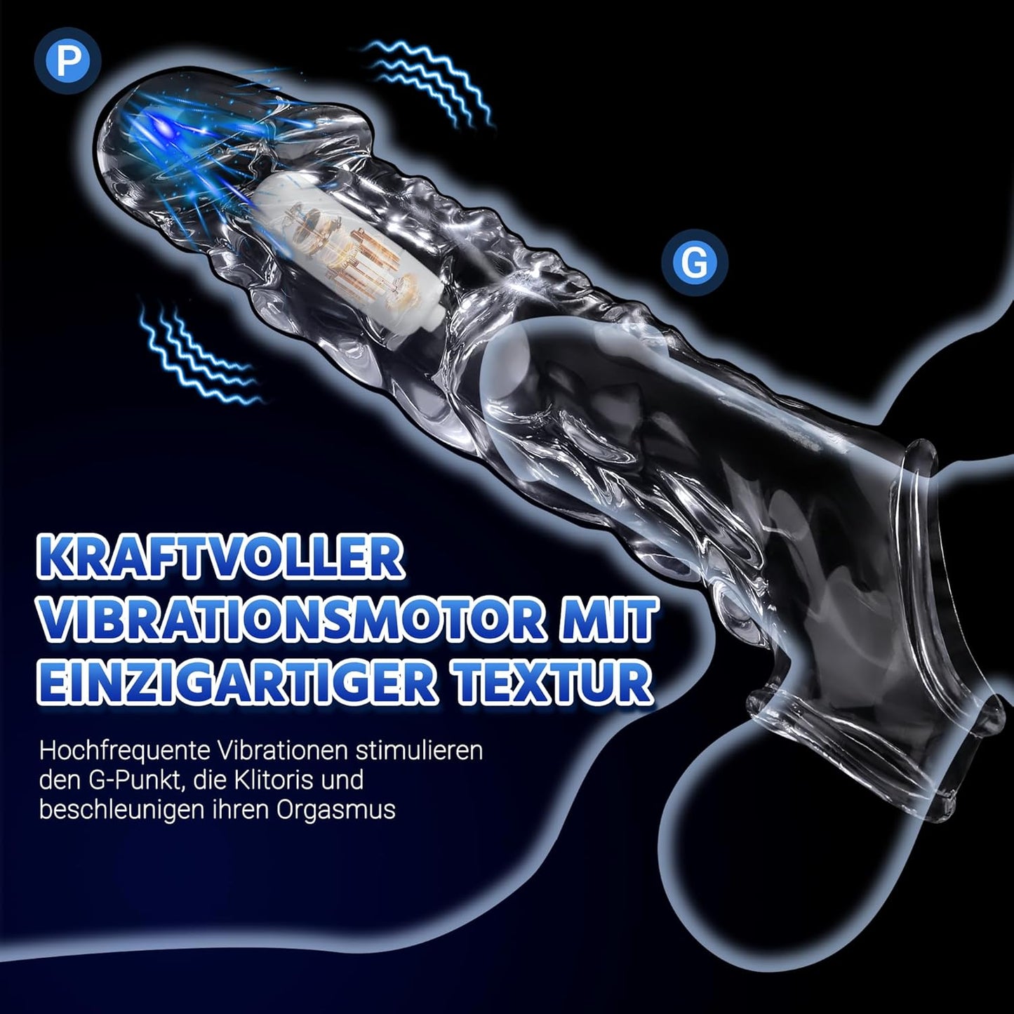 Transparenter Penishülle Penistrainer Cockringe mit 10 Vibrationsmodi