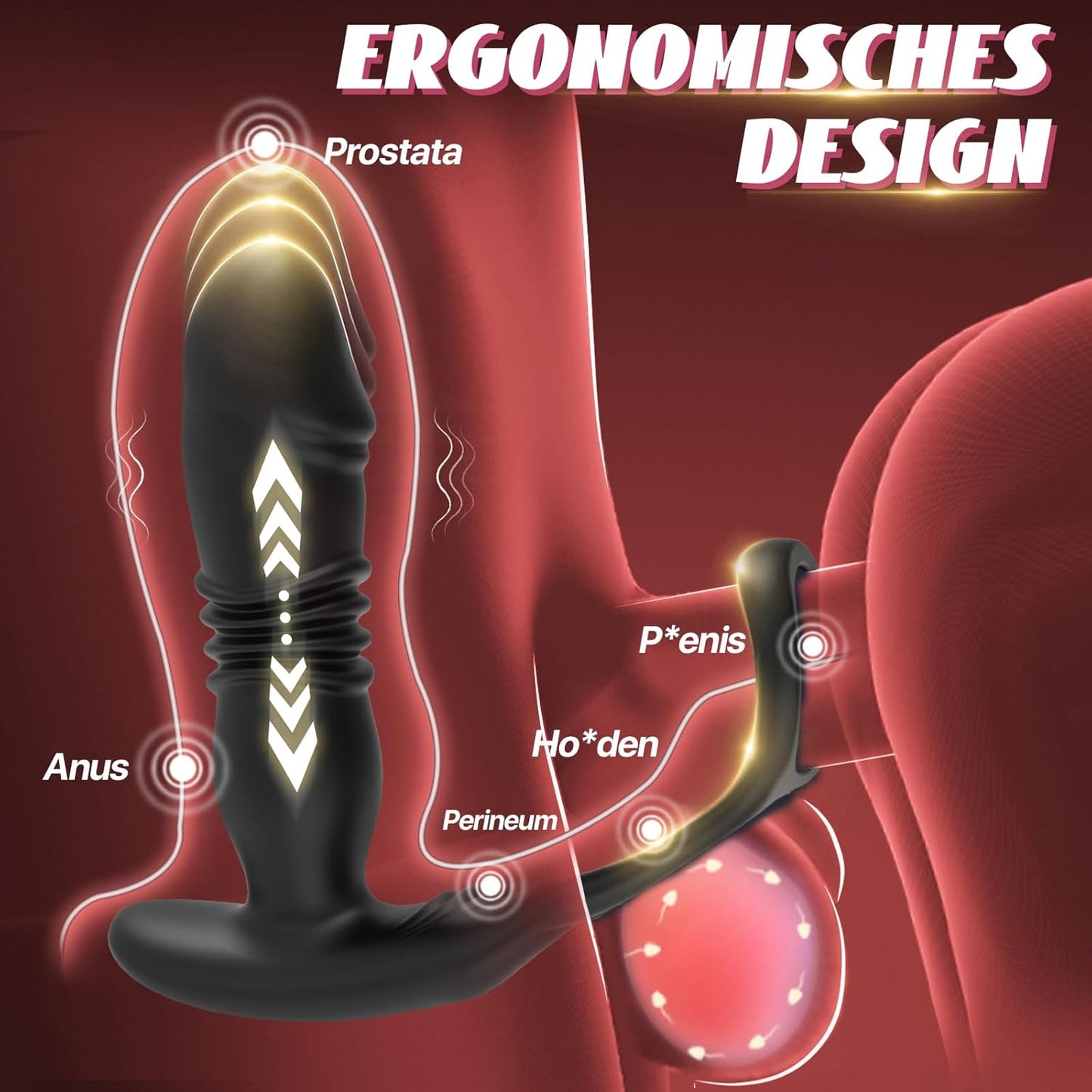 Prostata Stimulator Analvibratoren Penisring mit 12 Vibrations und 3 Teleskop Modi