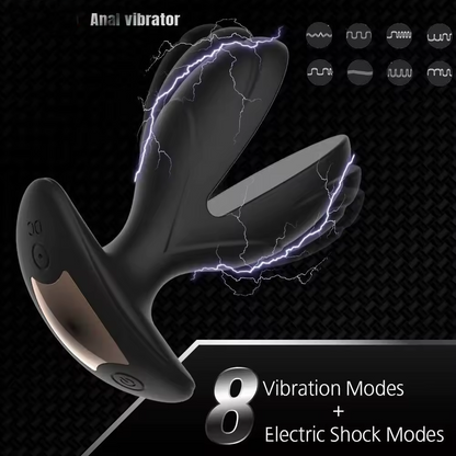 E-stim Anal Expansionsvibrator Prostata Stimulator mit 8 Kraftvolle Vibrationen und Elektroschocks