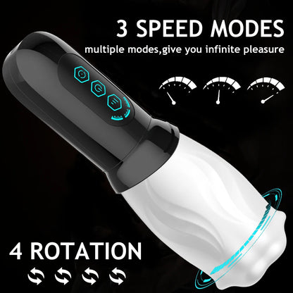 Elektrischer Masturbator Penis Stroker Blowjob mit 3 Vibrationsmodi & 4 Rotationsmodi