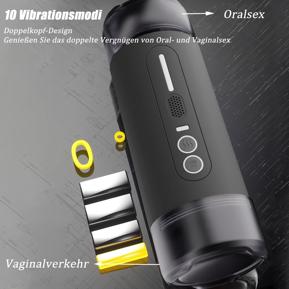 Elektrischer Masturbator Blowjob Taschenmuschi mit 10 Vibrationsmodi & Soundfunktionen