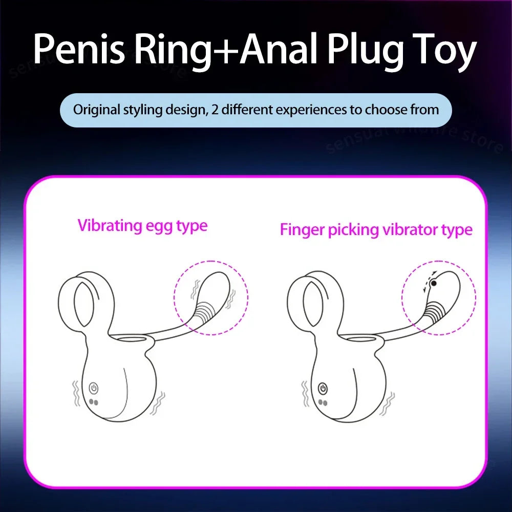 Tragbarer Hodensack Rollender Penis Trainer Stimulator Cock Ring mit 9 Vibrationsmodi