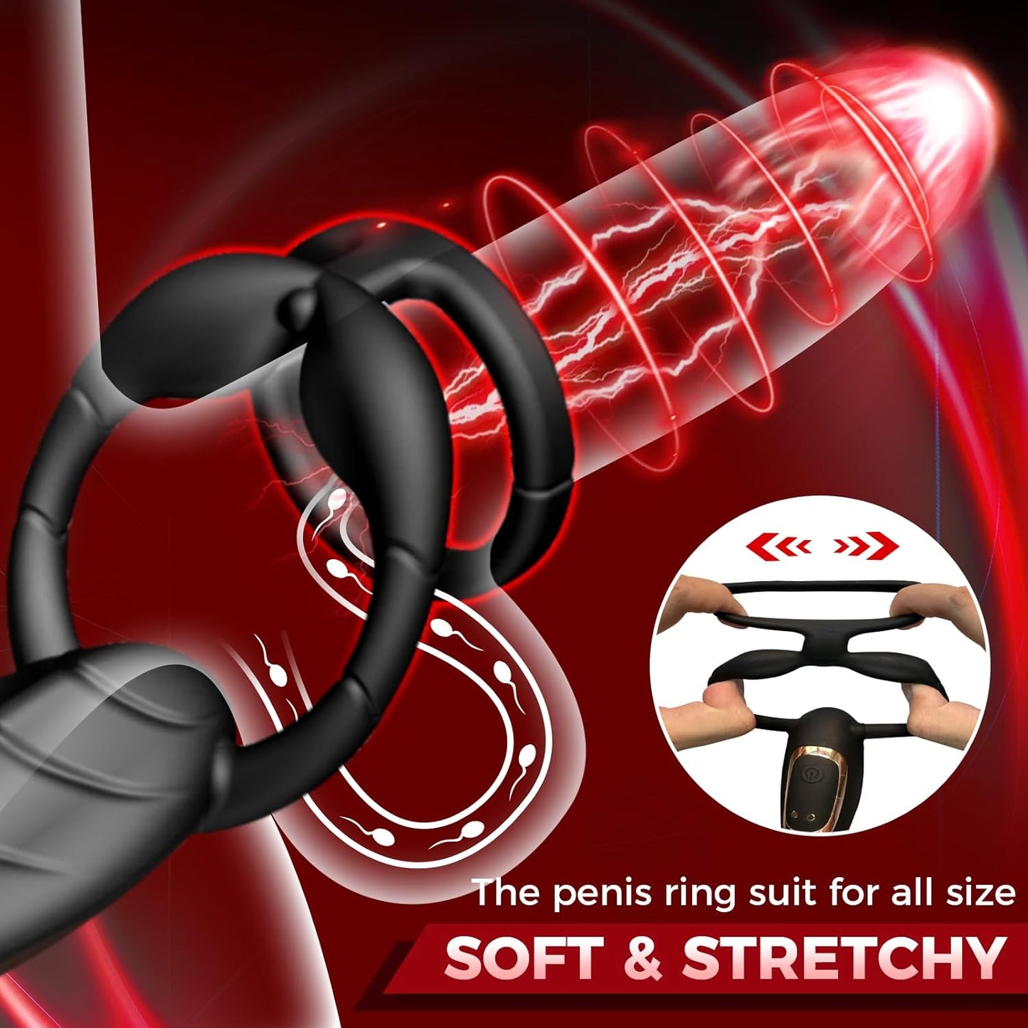 3 IN 1 Penisring Prostatamassagegerät Analvibrator mit 9 Vibrationsmodi