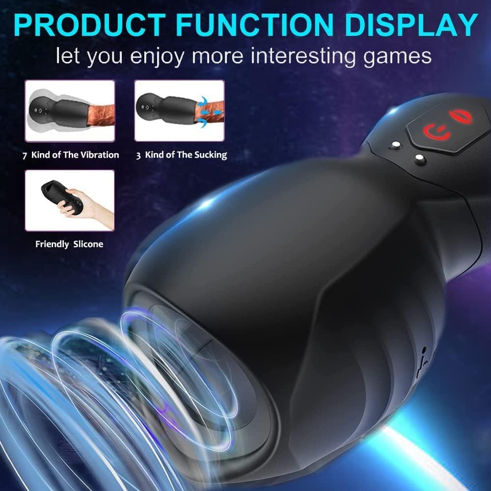 Elektrische Penistrainer Stroker Masturbatoren mit 7 Vibrationen und 3 Vakuumsaugern