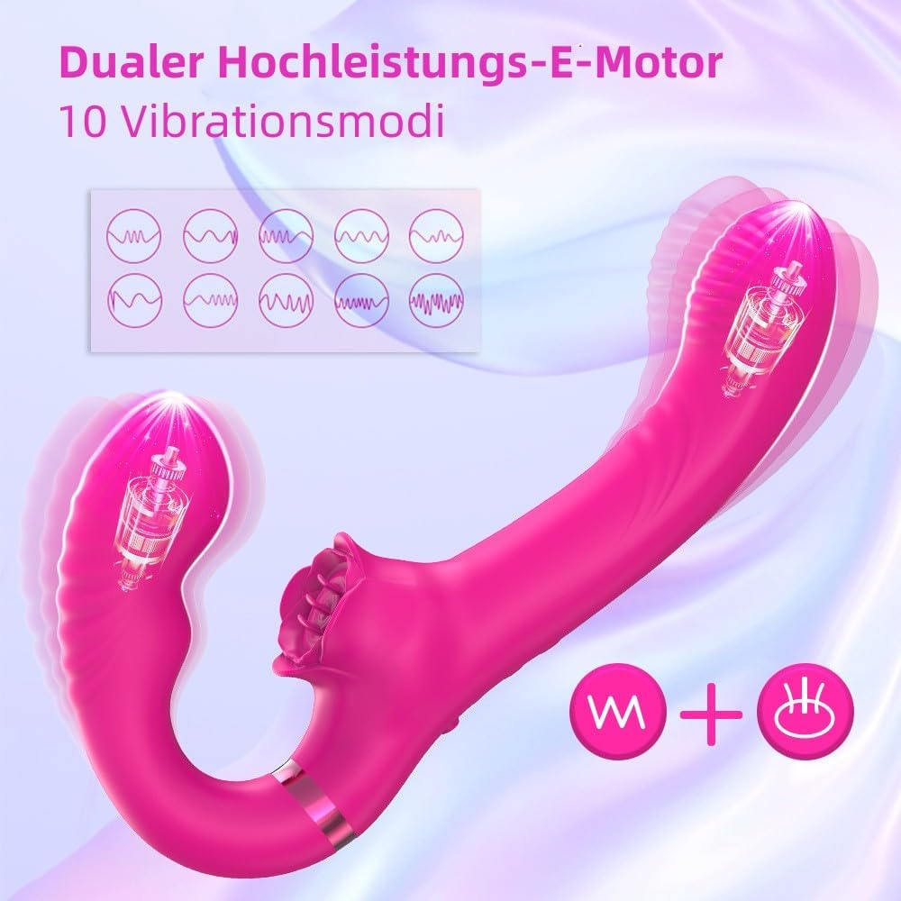 2 in 1 Damen Doppelkopf Vibrator Klitoris Stimulator Pulsation Lecken mit 10 Vibrationsfrequenz