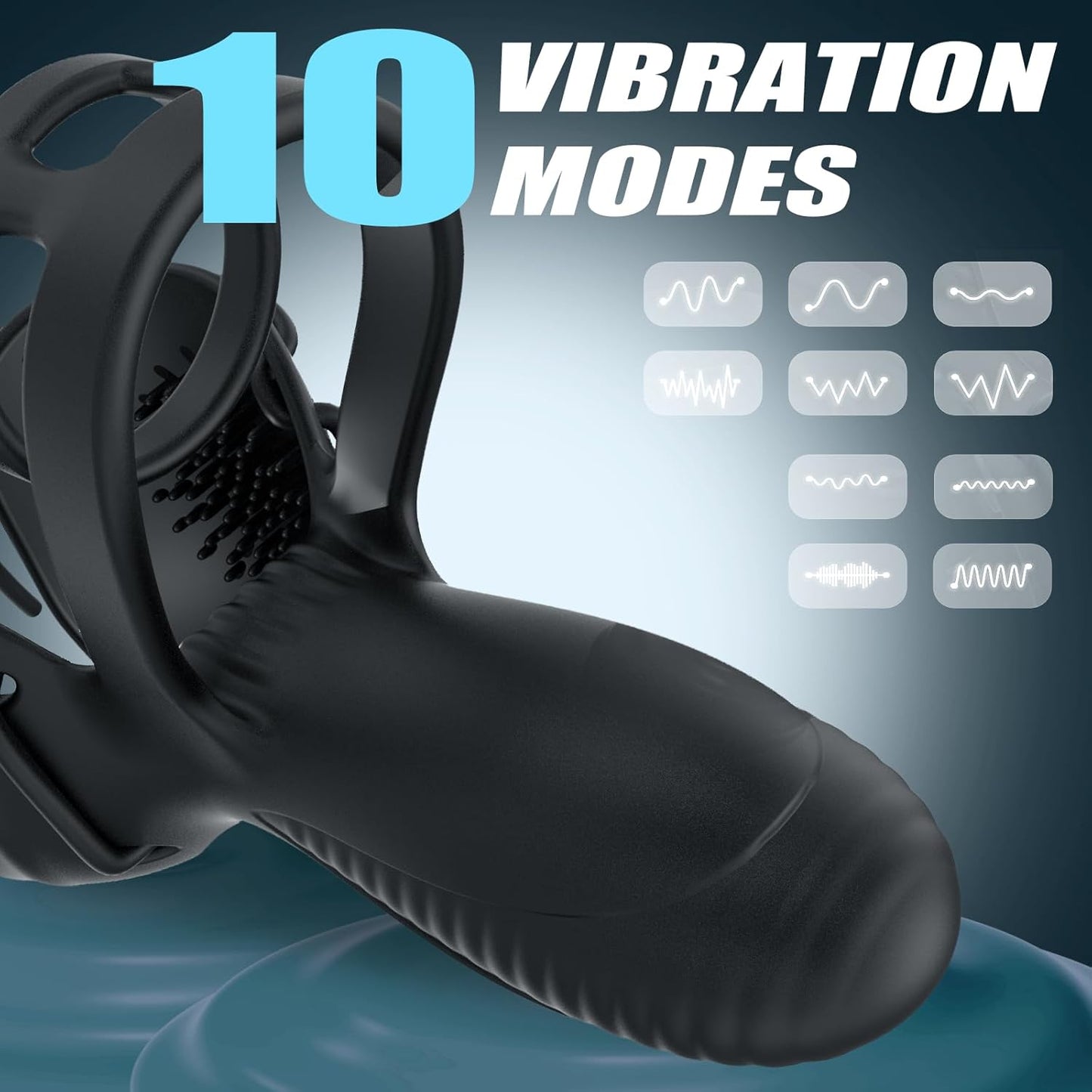 3 IN 1 Cock Ring Hodenstimulator Penistrainer Vibrator mit 10 Vibrationsmodi