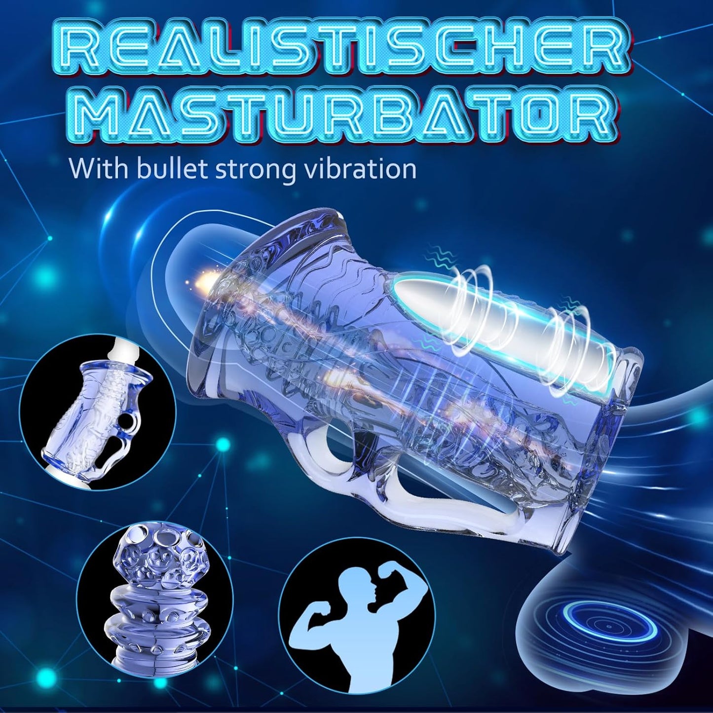 Elektrischer Penistrainer Pocket Pussy Blowjob Stroker mit 10 Vibrationsmodi